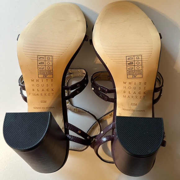 White House Black Market Wine and gold rivet 4”heal sandals. SZ 8 1/2 NWOT - Picture 6 of 7
